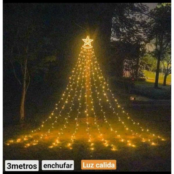 Cadena De Luces Cascada De Navidad Estrellas Luz Calida 3 Metros - Angeles del Hogar Chile