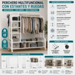 Perchero Metalico 68 kilos Doble Barra Closet Exhibicion Color Blanco - Imagen 3