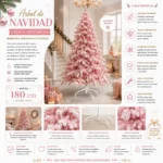 Arbol Pino De Navidad Rosa Nevado 180CM SDS64