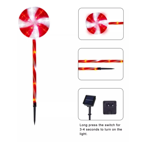 Candy Bastones Navidenos Luz Solar 45cm Pack De 5 unidades - Angeles del Hogar Chile