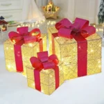 Set De 3 Caja De Regalo Decorativa Navidad Luces Led - Angeles del Hogar Chile
