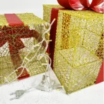 Set De 3 Caja De Regalo Decorativa Navidad Luces Led - Angeles del Hogar Chile