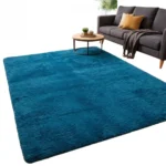 Alfombra Peluda Tipo Shaggy 200x240 Color Azul petroleo