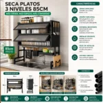 Escurridor Secador Loza Platos 3 Niveles Organizador 85cm