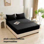Cubrecoclchon Plush Impermeable 1.5 Color Negro - Angeles del Hogar Chile