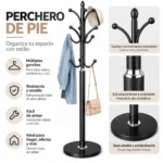 Perchero Metálico Organizador De Ropa Y Accesorios Color Negro - Imagen 2