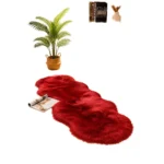 Alfombra de Felpa Tamaño 60x140 cm Color Burdeo Diseño 1 - Imagen 3