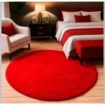 Alfombra Redonda Peluda Tamaño 150 CM Color Rojo - Imagen 3