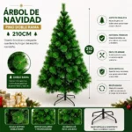 Árbol de Navidad Pino Artificial Doble Rama 210 cm Tipo Abanico - Imagen 2