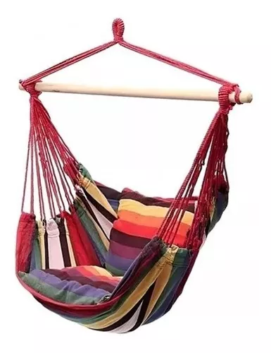 Silla Hamaca Colgante Camping Columpio al Aire Libre Jardín Multicolor
