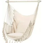 Silla Hamaca Colgante con pompones resistente en color Beige
