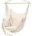 Silla Hamaca Colgante con pompones resistente en color Beige