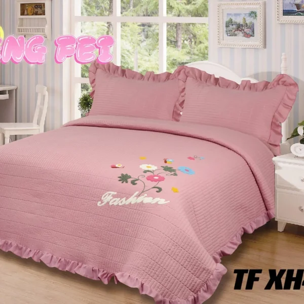 Cobertor Quilts de verano Cubrecama 2 Plazas con Bordados Fl Rosa Vieja