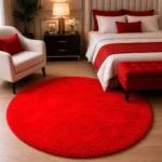 Alfombra Redonda Peluda Tamaño 150 CM Color Rojo - Imagen 2