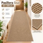 Alfombra Pasillera Estilo Sisal 60×200 CM Color Cafe - Imagen 2