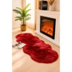 Alfombra de Felpa Tamaño 60x140 cm Color Burdeo Diseño 1