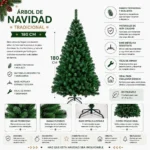 Árbol de Navidad Pino Frondoso Tradicional 180 cm SDS35 - Imagen 2