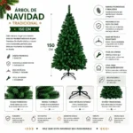 Árbol de Navidad Pino Frondoso Tradicional 150 cm - Imagen 2