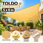 TOLDO RECTANGULAR 5X6 SOMBRA CUBIERTA TERRAZA JARDIN
