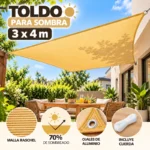 TOLDO CUADRADO 3X3M PARA SOMBRA CUBIERTA TERRAZA JARDIN - Imagen 3