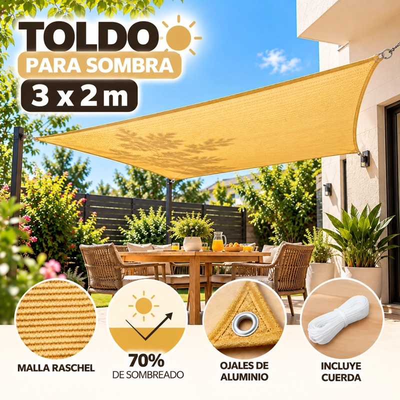 full_image-1 – 2026-10-23T093217.287 TOLDO CUADRADO 3X2M PARA SOMBRA CUBIERTA TERRAZA JARDIN - Imagen 1