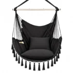 Silla Hamaca Colgante con pompones resistente en color Negro - Imagen 4