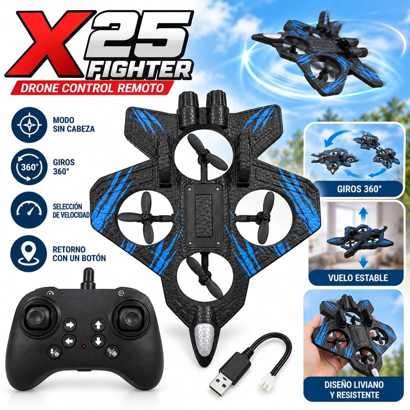 imagen2-1 (48) DRONE X25 FIGHTER 360 CON CONTROL REMOTO - Imagen 1