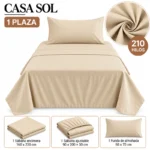 Set de Sábanas 1 Plaza + 1 Funda de Almohada Color Beige (copia)
