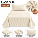 Set de Sábanas 1 Plaza + 1 Funda de Almohada Color Crema (copia) - Imagen 3