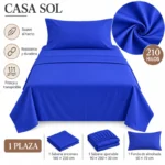 Set de Sábanas 1 Plaza + 1 Funda de Almohada Color azul eléctrico (copia)