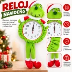 Reloj Navideño Decorativo Personaje Verde con Gorro y Piernas Colgantes - Imagen 3